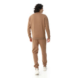 Crew Neck With Elastic Ankle Tracksuit Set - Red Circle