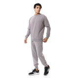 Crew Neck With Elastic Ankle Tracksuit Set - Red Circle