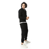 Zipped Neck Casual Tracksuit Set - Red Circle