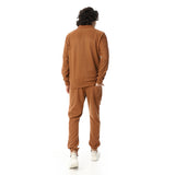 Zipped Neck Casual Tracksuit Set - Red Circle