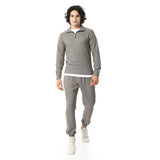 Zipped Neck Casual Tracksuit Set - Red Circle