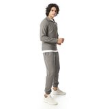 Zipped Neck Casual Tracksuit Set - Red Circle