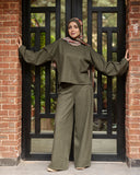 Olive High Waisted Wide Leg Pants - Allura