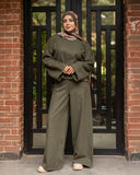 Olive High Waisted Wide Leg Pants - Allura