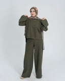 Olive High Waisted Wide Leg Pants - Allura