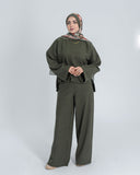 Olive High Waisted Wide Leg Pants - Allura