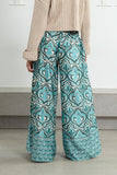 High waisted Printed Pants ( Green In White )