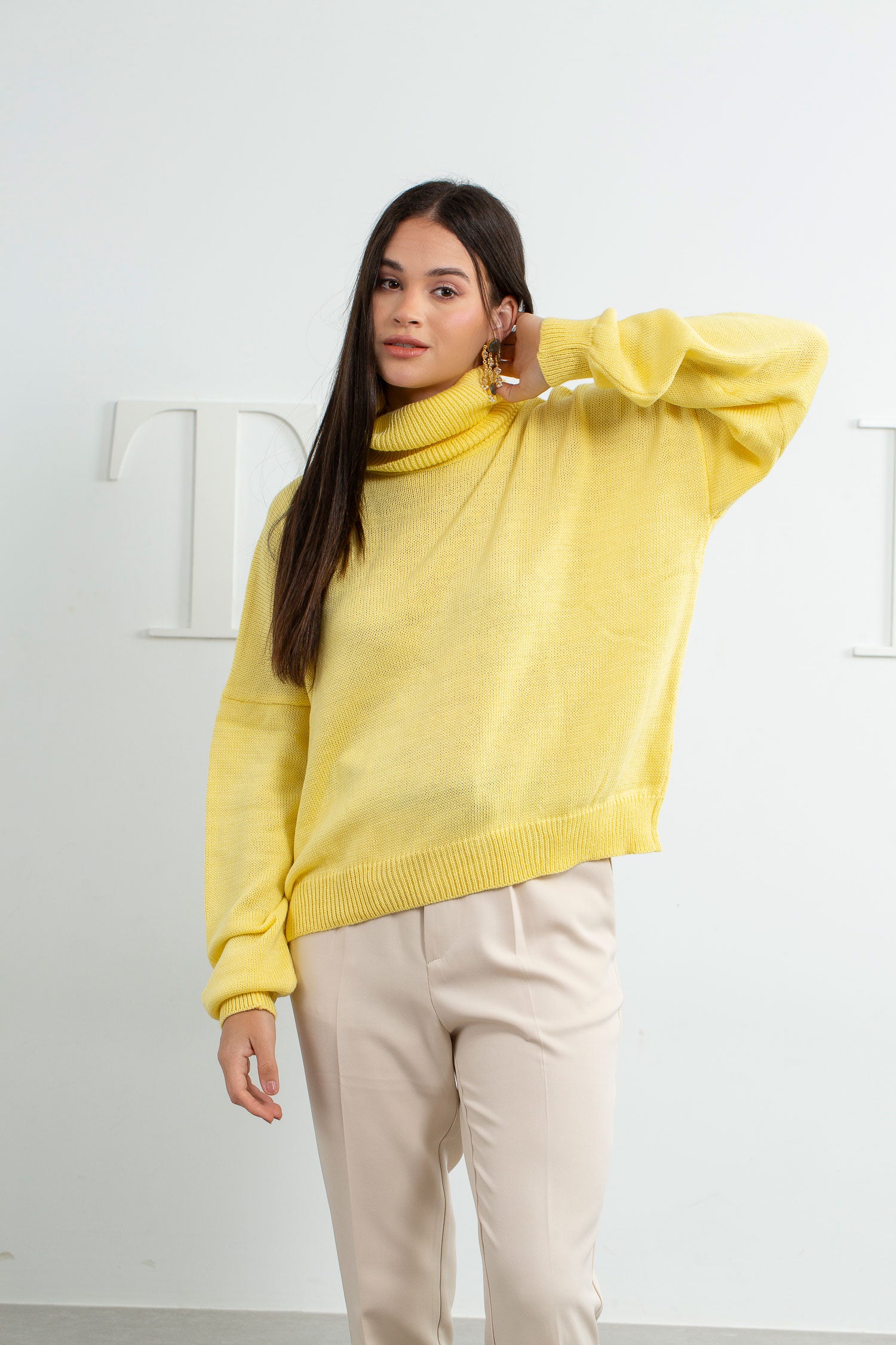 Knitted Wool High Neck Pullover - Leocansa