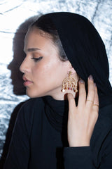 Star Moon Earrings With Tourmaline Drop