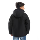 Plain Zipper Hooded Jacket - Pavone