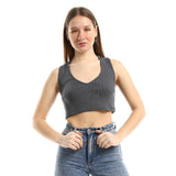 Slim Fit Solid Sleeveless Cropped Top  - Kady