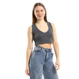 Slim Fit Solid Sleeveless Cropped Top  - Kady