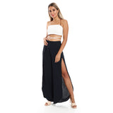 Full Legs Side Slits Slip On Cover Up Pants - Kady