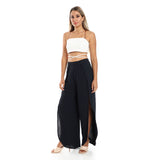 Full Legs Side Slits Slip On Cover Up Pants - Kady