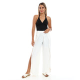 Full Legs Side Slits Slip On Cover Up Pants - Kady