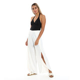 Full Legs Side Slits Slip On Cover Up Pants - Kady