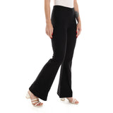 Pattern Elastic Waist Flare Pants - Kady