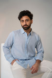 Men Baby Blue Linen Shirt - V Y C