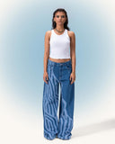 Women Waves Wide Leg Jeans (2000) - Kava