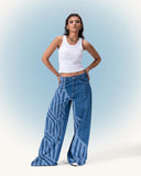 Women Waves Wide Leg Jeans (2000) - Kava