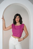 Cropped Linen Top - V Y C