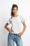 Half Sleeves Cotton Crossed T-Shirt - Azul