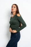 Long Sleeves Shoulder Cutout Top - Mitcha Label