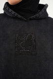 Embroidered Washed Hoodie - Helio