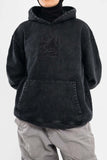 Embroidered Washed Hoodie - Helio