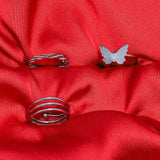 Butterfly Earing Set Of Rings 3 Pcs (50105)  - Fluffy