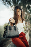 Black Crocodile Leather Bag - Nart