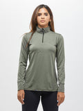 Women Olivine Zipper Long Sleeve T-Shirt - Jyord