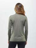 Women Olivine Zipper Long Sleeve T-Shirt - Jyord