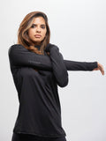 Women Melanite Zipper Long Sleeve T-Shirt - Jyord