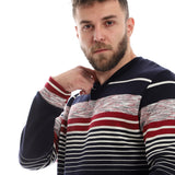 Stylish Striped V-Neck Sweatshirt - Kady