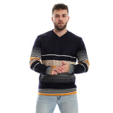 Stylish Striped V-Neck Sweatshirt - Kady