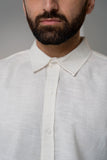 Men White Linen Shirt - V Y C