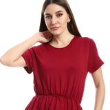 Short Sleeves Dress With Elastic Waist  (S2194) - Kady