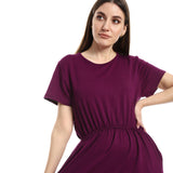 Short Sleeves Dress With Elastic Waist  (S2194) - Kady