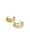 Thin Triple Gold Hoops - Trio Earrings