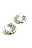 Textured  Silver Hoops - Trio Earrings