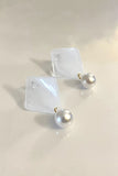 Octahedron White/Gold  Earrings - Trio Earrings