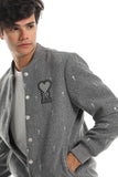 Love "R"  Allover Baseball Jacket (1412) - White Rabbit