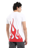 Fire Printed Pattern Short Sleeves T-Shirt - White Rabbit