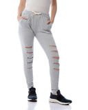 Ripped Solid Slip On Pants - Kady