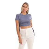Solid Crop Top With Side Drawstring - Kady