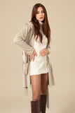 Open Neck Suede Hooded Cardigan (B680) - Kady