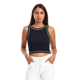 Sleevles With White Details Tank Top - Kady