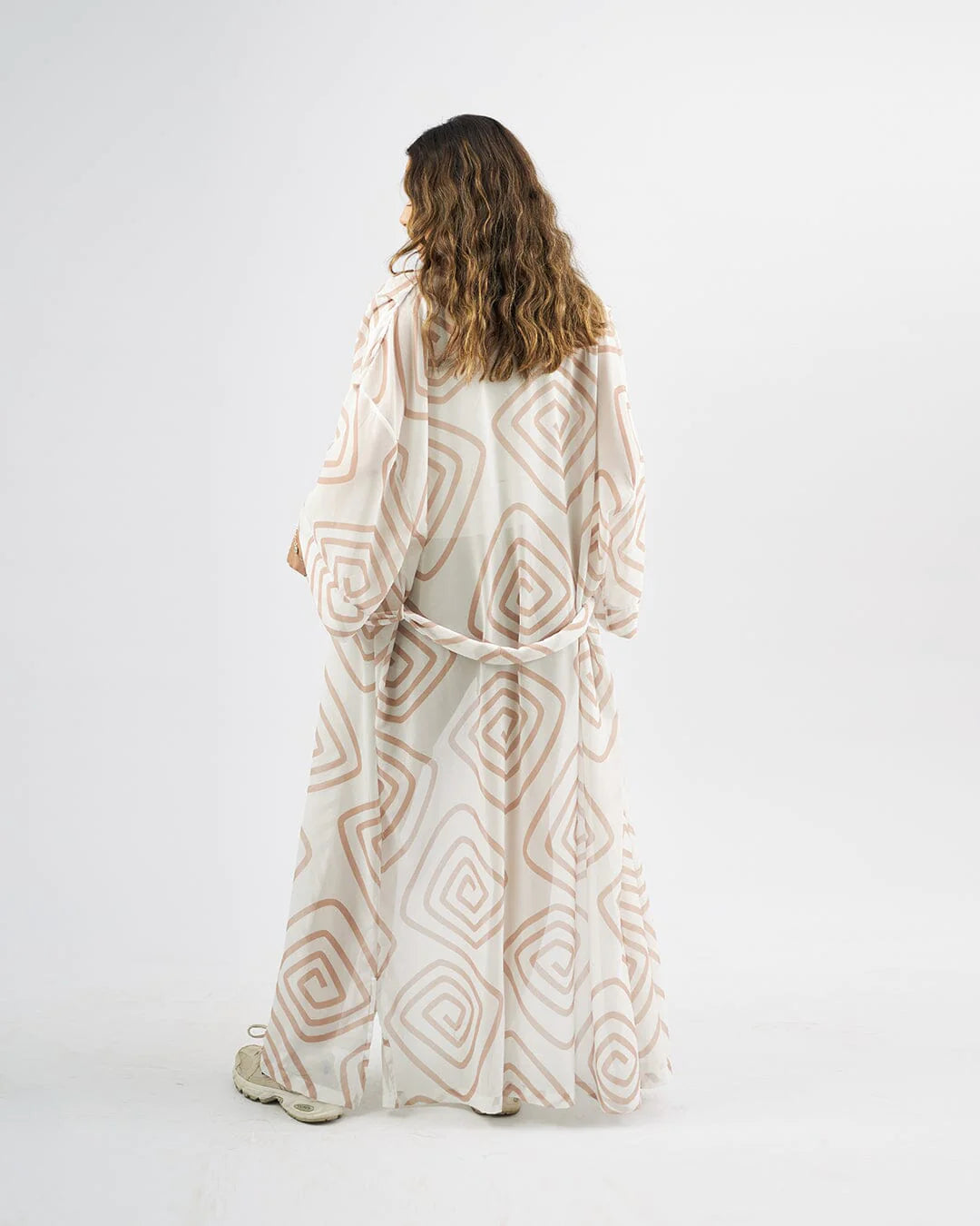 Beige Swirls - Chiffon Kimono - The Makeovr