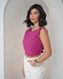 Cropped Linen Top - V Y C